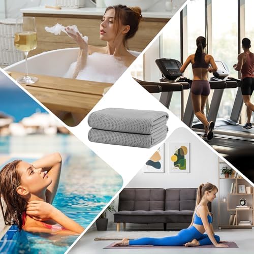 POLYTE 380 GSM Poly Blend Microfiber Quick Dry Waffle Bath Towel, 30x60 in - Image 6