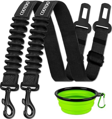 COOYOO Dog Seat Belt, 3 Piece Set Retractable Dog Car Harness Adjustable Dog by COOYOO