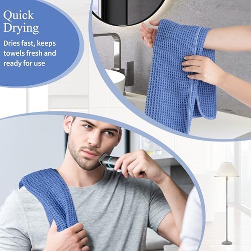 Microfiber Waffle Hand Towels, 4 Pieces, Fast Drying, Lint Free 430 GSM - Image 5