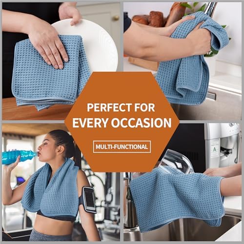 Microfiber Waffle Hand Towels, 2 Pieces, Fast Drying, Lint Free 430 GSM - Image 6