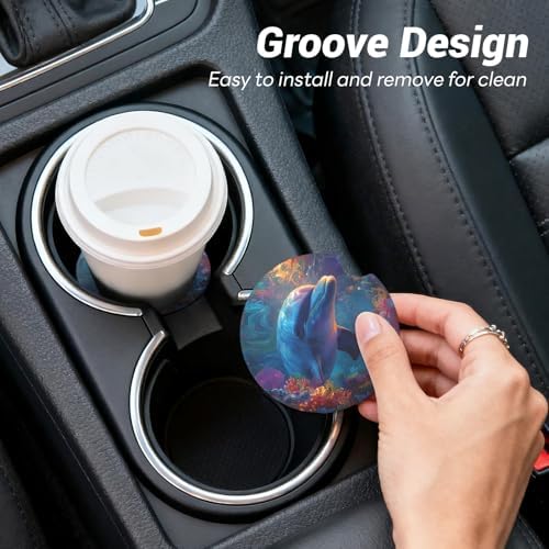 Car Cup Holder Ceramic Coasters 2 Pack, 2.56 in Anti Slip Absorbent Coaster - Image 7