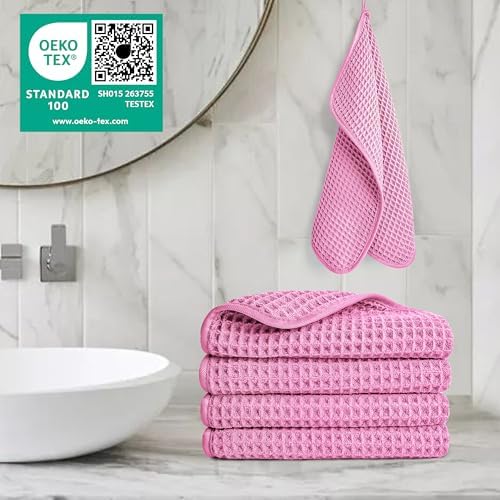 POLYTE 430 GSM Poly Blend Microfiber Waffle Wash Cloth Face Towel, 13x13 in - Image 5