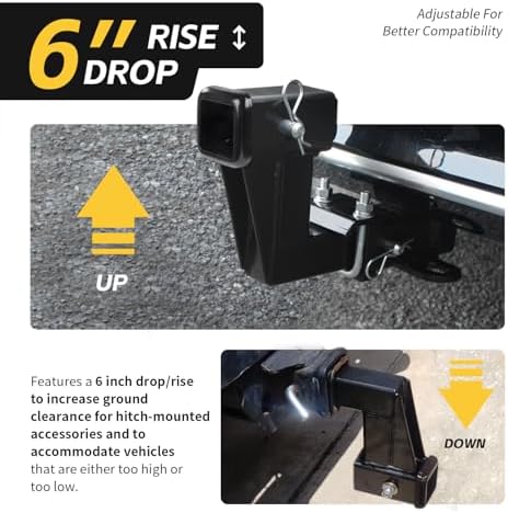 MaxxHaul Trailer Hitch Riser for 2" Receivers, 500 lb Tongue Weight, - Image 3
