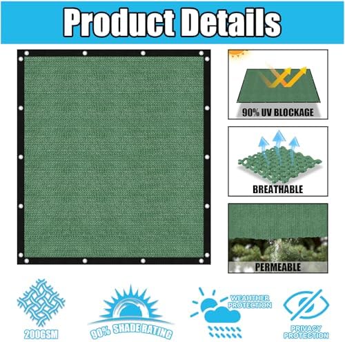 Amagenix 90% Pergola Shade Cover 8' X 12' Sun Shade Cloth - Image 3
