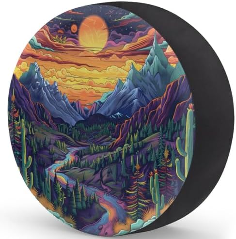 Rv Spare Tire Cover Wheel Mountain Colorful Moon Tire Covers Wheel Protectors - Image 2