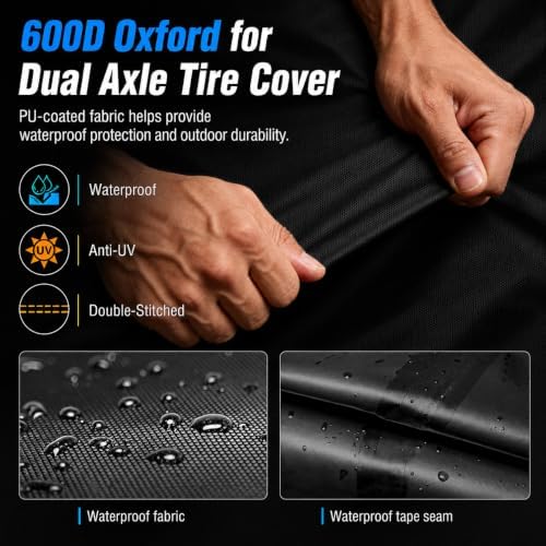 RV Tire Covers: Dual Axle Trailer Tire Cover Protect 4 Wheel 27"-30" - Image 4