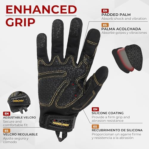 HANDLANDY Work Gloves for Men & Women, Utility Mechanic Working Gloves Touch - Image 2
