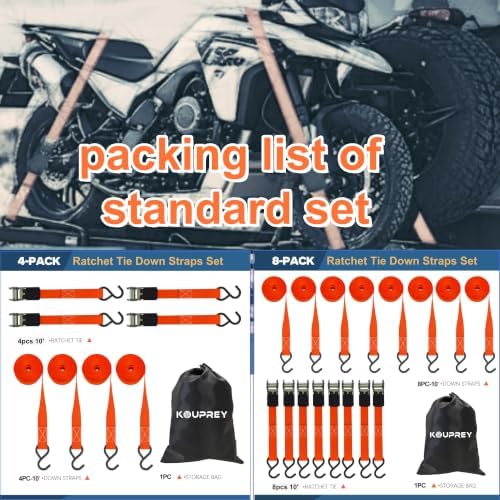 Ratchet Straps, Ratchet Tie Downs，Orange-standard-10ft：8 - Image 4