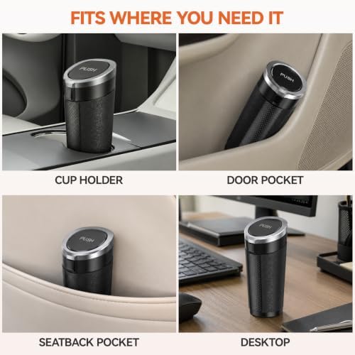 Car Trash Can with Lid, Mini Cup Holder Trash Can with 30 Bags, 900ML - Image 2