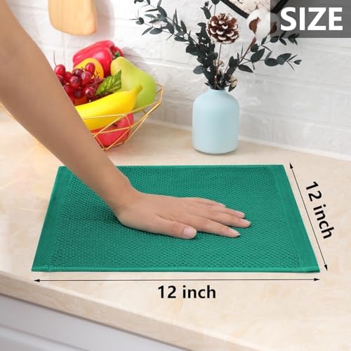Homaxy 100% Cotton Waffle Weave Kitchen Dish Cloths 8-Pack, Dark Green - Image 5