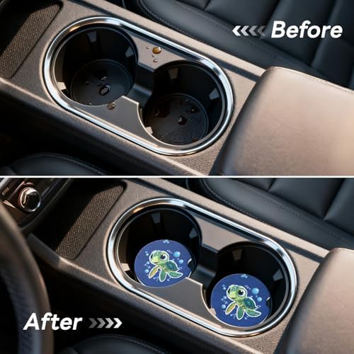 Car Cup Holder Ceramic Coasters 2 Pack, 2.56 in Anti Slip Absorbent Coaster - Image 5