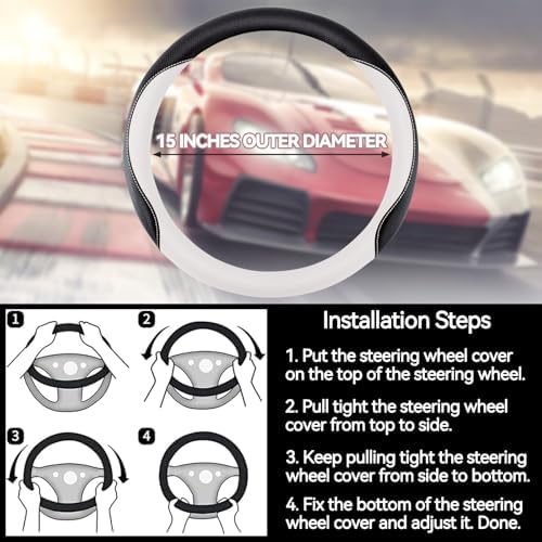 Car Steering Wheel Cover, Non-Slip Leather Protector - Image 7