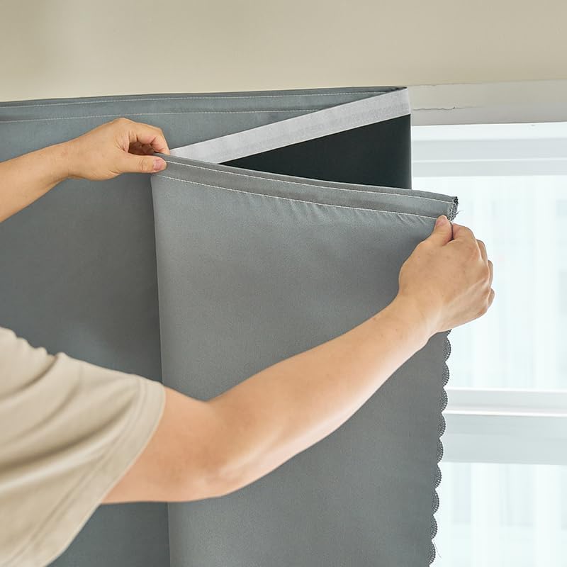 AJAZZ 100% Blackout Shades Window Cover Self Adhesive Curtains Sticky Curtain - Image 2