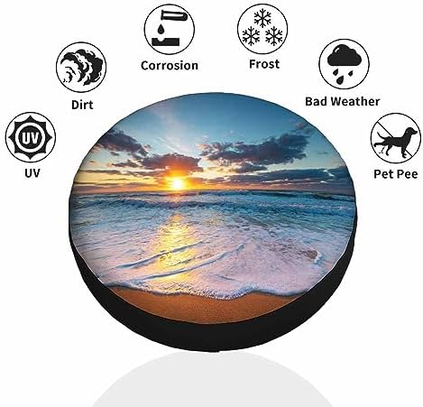 Beautiful Cloudscape Spare Tire Cover Sea Waves Beach Sunrise Sunlight Sky - Image 3