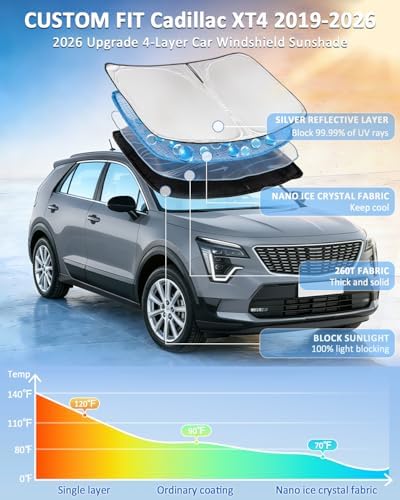 for Cadillac XT4 2019-2026 Windshield Sun Shade - Image 2