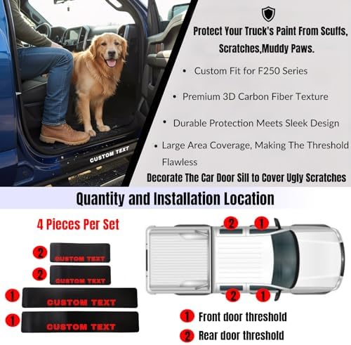 Car Door Sill Protectors for Ford F-250 F250 Super Duty Accessories, Thick - Image 2