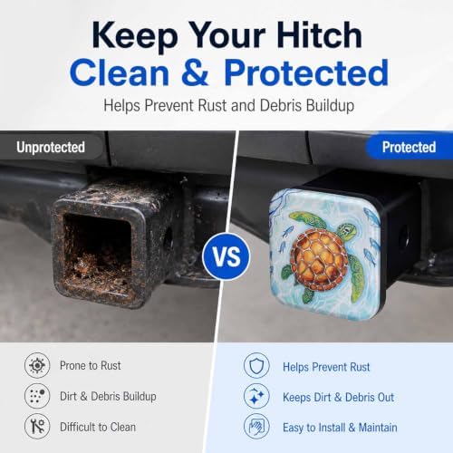 Sea Turtle and Fish Hitch Cover Receiver Tube Hitch Plug, Tool-Free Install Tow - Image 5