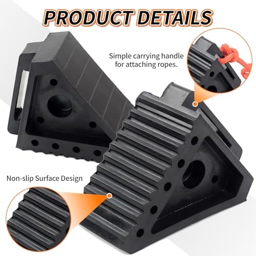 OULEME 4PK Heavy-Duty Rubber Wheel Chocks - Image 3