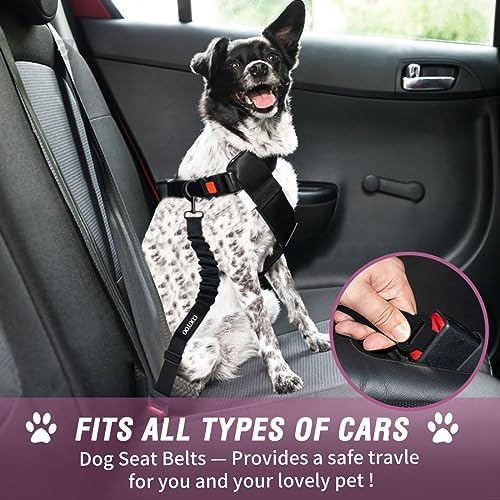 COOYOO Dog Seat Belt, 3 Piece Set Retractable Dog Car Adjustable Seatbelts - Image 2