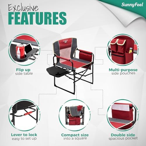 SUNNYFEEL Oversized Camping Chair Portable Directors Chairs - Image 5