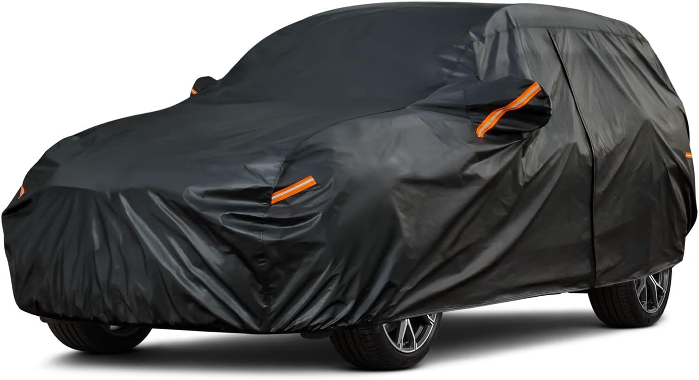 Kayme 7 Layers Heavy Duty SUV Car Cover Waterproof All Weather, Full Exterior Cover Outdoor Snow Sun Uv Protection with Zipper for Automobiles, Universal Fit for SUV Jeep (Up to 181 inch)