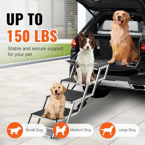 VEVOR 4-Step Dog Car Steps, Folding Dog Ramp - Image 3
