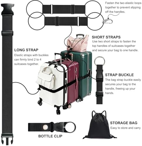 5 Pack Adjustable Luggage Connector Straps - Image 2