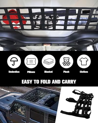 ​Aochuang Top Mesh Roof for Jeep Cargo Net Hammock for Jeep Wrangler - Image 3