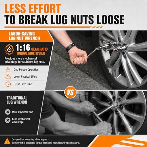 Labor Saving Torque Multiplier Wrench Set, 1:16 Ratio Lug Nut Remover - Image 4