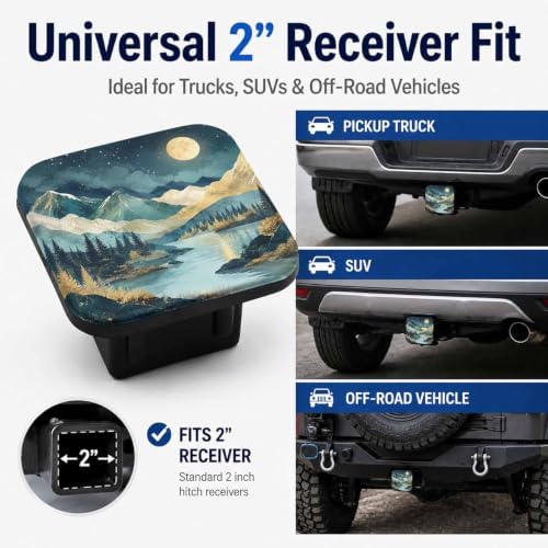 Trailer Hitch Covers Starry Night Mountain Heavy Duty 2 Inch Hitch Cover - Image 4