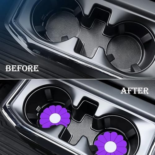 2-Pack Car Cup Holder Coaster Inserts, Daisy Shape, 2.75 Inch Non-Slip Silicone - Image 7