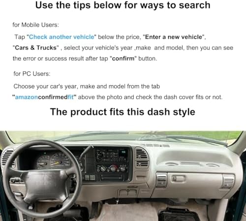 Yiz Dash Cover Mat for 1995-96 Chevy Tahoe C/K Series Suburban J131 - Image 3