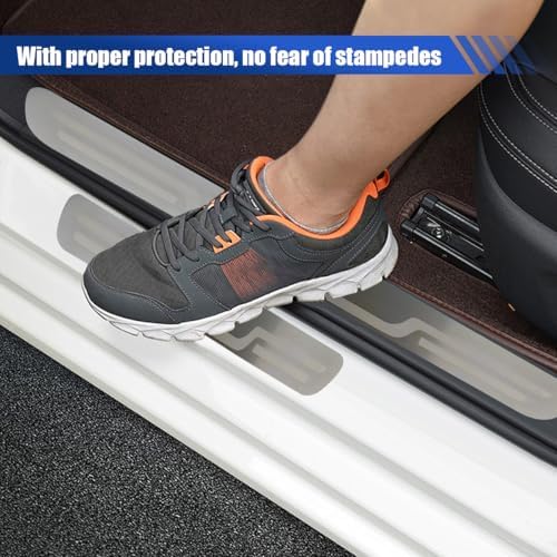Craedli 4PCS Car Door Sill Protector Sticker, Stainless Steel Auto Door Edge - Image 4