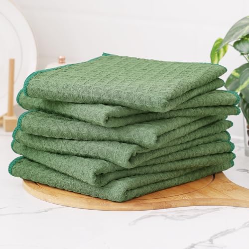 Homaxy Microfiber Waffle Weave Kitchen Towels, 6 Pack, Grass Green - Image 6