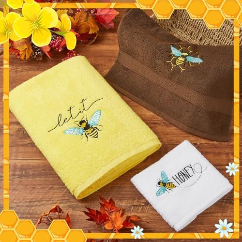 Peryiter 3 Pack Honey Bee Decorative Bath Towel Set - Image 4