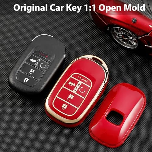 TPU Key Fob Cover with Leather Keychain, Compatible with Honda Accord Civic - Image 5