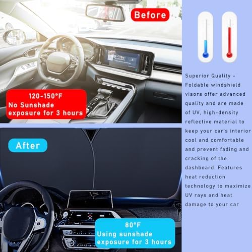 Ziciner 2 PCS Car Windshield Sun Shade, Auto Sun Heat and UV Rays Blocker - Image 5