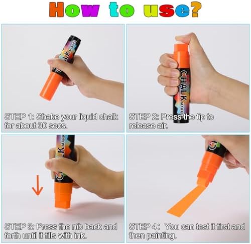 FansArriche Liquid Chalk Markers, 8 Colors 15mm Jumbo Car Window Markers - Image 5