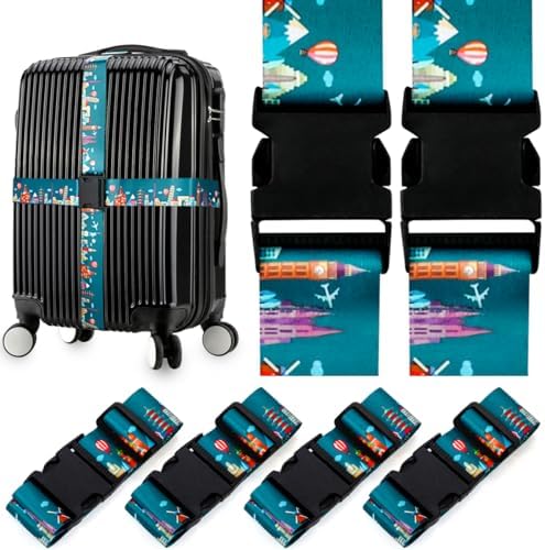 4 Pack Luggage Straps for Suitcases Adjustable Luggage Belt Suitcase Strap by Gutsdoor