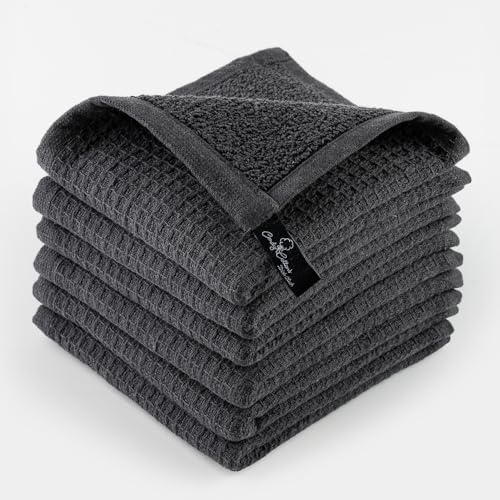 DishCloths Kitchen|Waffle Terry Check Weave Hand Towels|Cotton 12x12" Reusable by CandyCottons