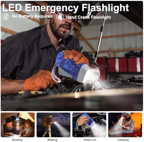 8 Pack Hand Crank Emergency Flashlight, No Battery Required, 3 LED Lights - Image 3