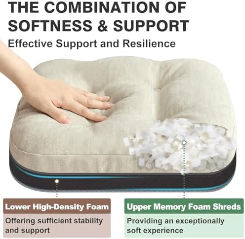 Shinnwa Dining Chair Cushions Set of 4, Dual-Layer Memory Foam Kitchen Chair - Image 3