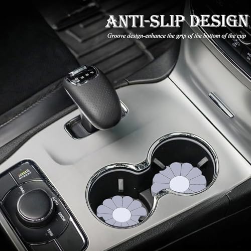 4-Pack Car Cup Holder Coaster Inserts, Daisy Shape, 2.75 Inch Non-Slip Silicone - Image 3