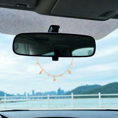 Cute Rearview Mirror Charm Boho Aesthetic Pearl Starfish Chain - Image 5