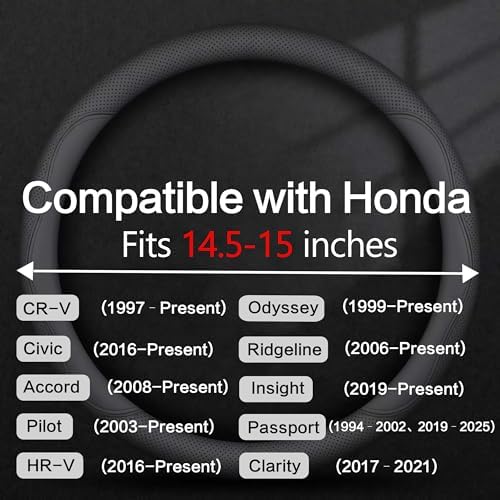 Leather Car Steering Wheel Cover, Breathable Laser-Perforated, Pure Black - Image 3