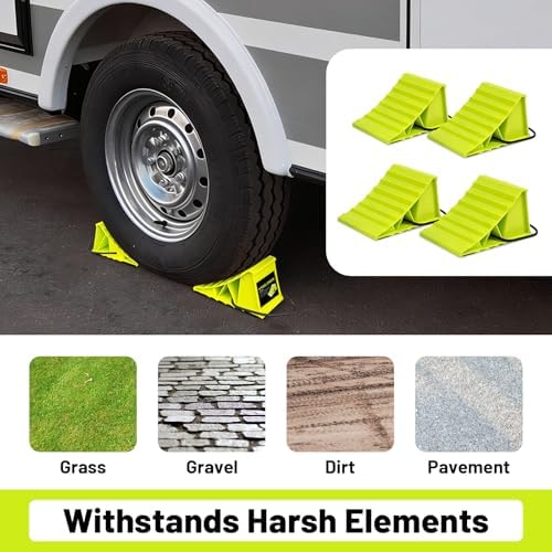 ROBLOCK 4 Pairs Wheel Chocks for Travel Trailers, Non Slip Base Heavy Duty - Image 5