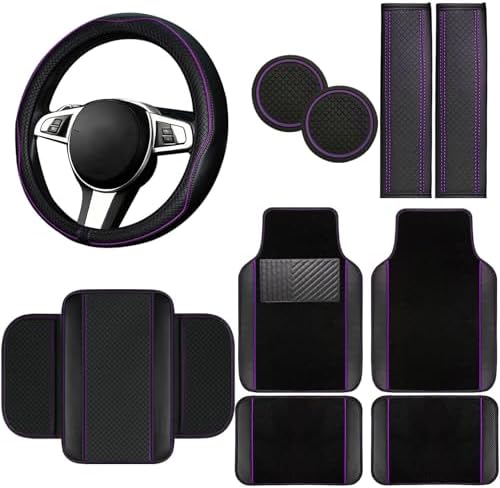NBTEPEM 10 Pcs Car Floor Mats Full Set Car Accessories, Microfiber Leather by NBTEPEM