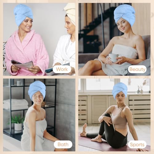 HOMEXCEL 5PK Microfiber Hair Towels, 40x20 in, Fast Drying - Image 7