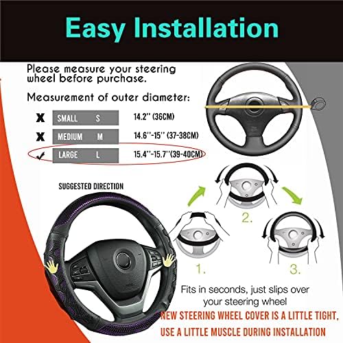 PINCTROT Large Size Steering Wheel Cover Great Grip 15.75 Inch - Image 6