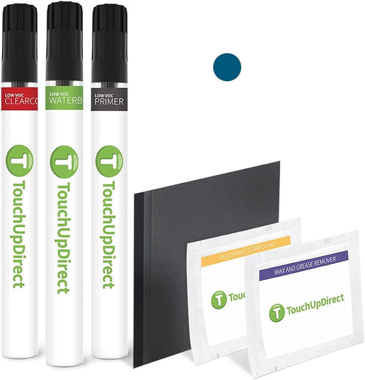 TouchUpDirect 8X7 Electric Storm Blue Compatible with Toyota Exact Match Touch Up Paint Brush - Platinum Kit
